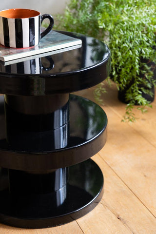 Close-up image of the Glossy Black Side Table