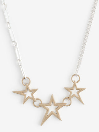 The Gold 3 Star Necklace on a white background.