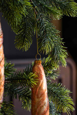 Detail image of the Gold Baguette Glass Christmas Tree Decoration