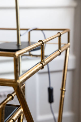 Close-up image of the Gold Bamboo Design Nest Of Tables