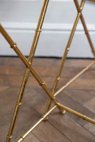 Image of the finish on the Gold Bamboo Design Nest Of Tables