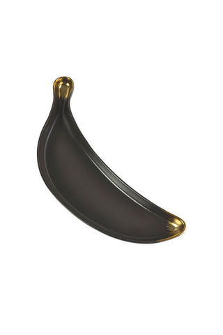 Cutout image of the Gold Banana Serving Bowl from above, on a white background.