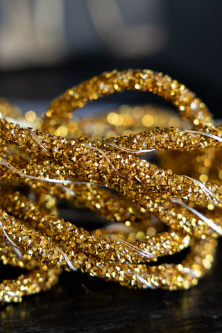 Detail image of the Gold Beaded Garland with Fairy Lights