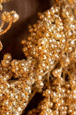 Close-up of the Gold Berry Christmas Wreath.