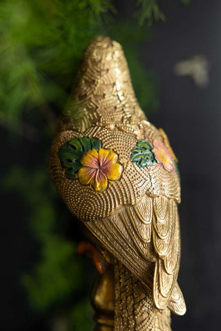 Image of the back of the Gloria Gold Bird Ornament