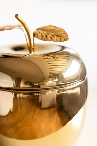 Close-up image of the Gold Ceramic Apple Ice Bucket