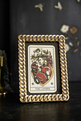 Lifestyle image of the Gold Chain Rectangle Photo Frame