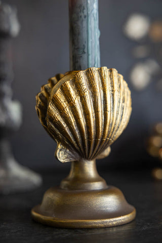 Image of the Gold Clam Shell Candlestick Holder