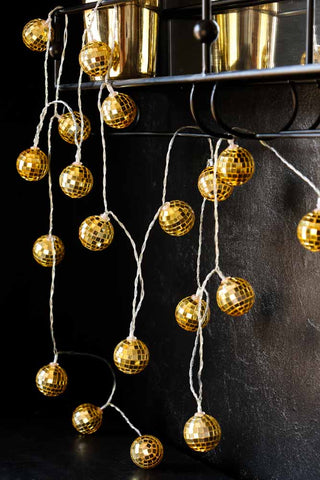 Lifestyle image of the Gold Disco Ball Fairy Lights