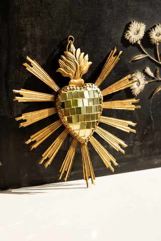 Image of the Gold Disco Ball Heart Hanging Ornament