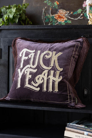 Image of the Gold Embroidered Fuck Yeah Cushion