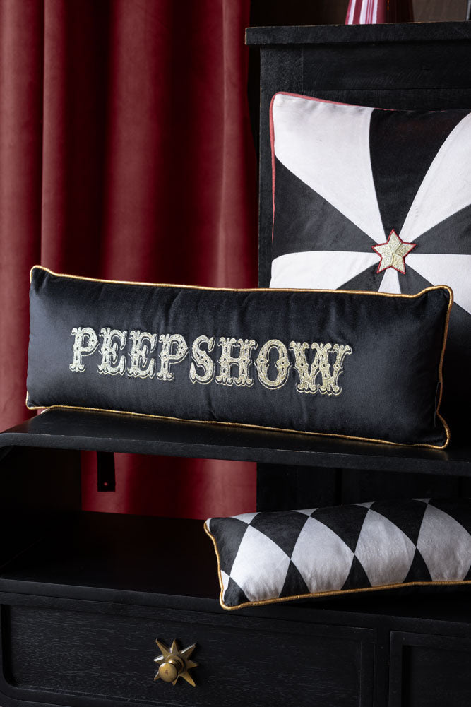 Gold Embroidered Peep Show Cushion Rockett St George