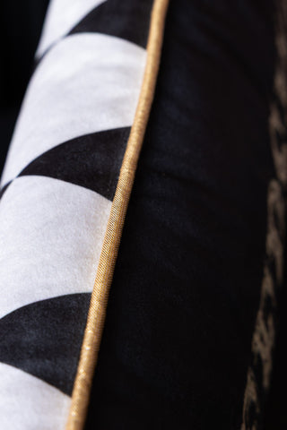 Detail image of the Gold Embroidered Peep Show Cushion