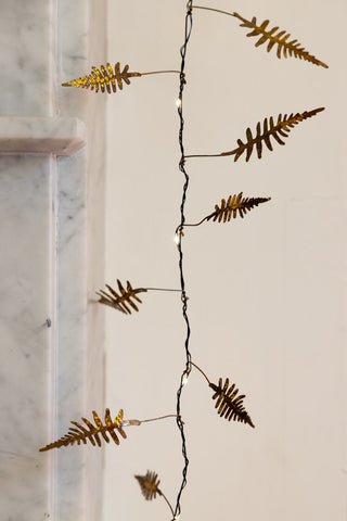 Close-up image of the Gold Fern Fairy Lights