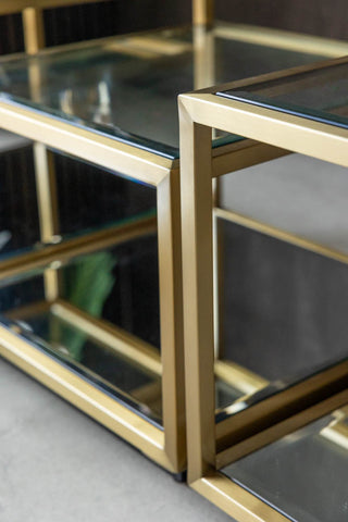 Close-up image of the Gold Glass Modular Coffee Table