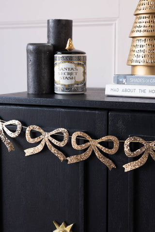 Image of the Gold Glitter Bow Decorative Garland