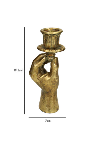 Dimension image of the Gold Hand Candlestick Holder