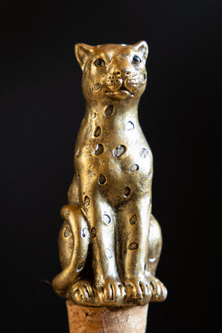 Close-up image of the Gold Leopard Bottle Stopper