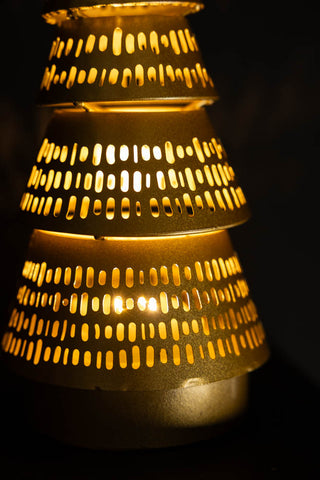 A detailed image of the Gold Light Up Christmas Tree with the lights on