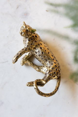 Image of the Gold Lounging Leopard Decoration