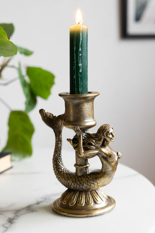 Lifestyle image of the Gold Mermaid Candle Holder