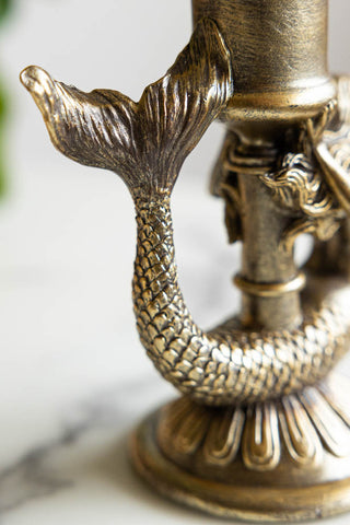 Detail image of the Gold Mermaid Candle Holder
