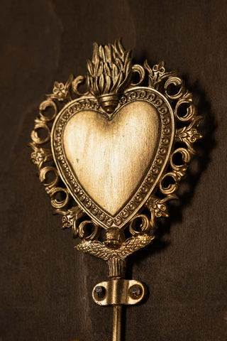 Close-up image of the Gold Milagro Heart Wall Hook