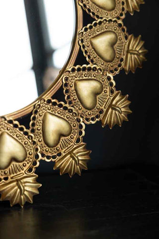 Detail image of the Gold Milagro Heart Mirror
