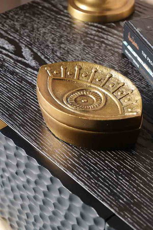 Lifestyle image of the Gold Mystic Eye Trinket Box