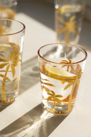 Image of the pattern on the Gold Palm Tumbler