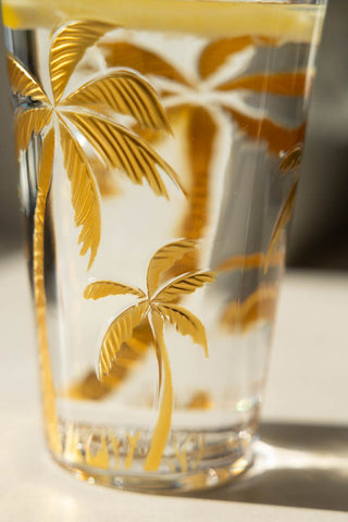 Close-up image of the Gold Palm Water Glass