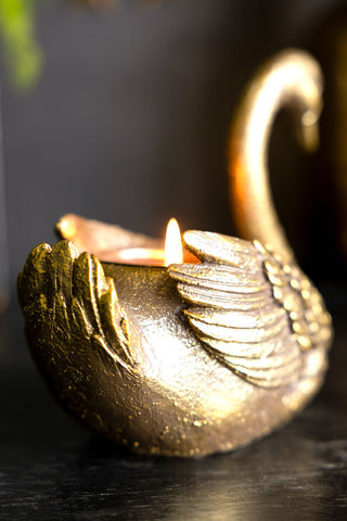 The back of the Gold Swan Tealight Holder. 