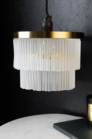 Lifestyle image of the Gold Tiered Glass Easyfit Ceiling Light Shade