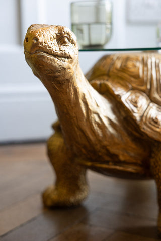 Close up of the Gold Tortoise Side Table.