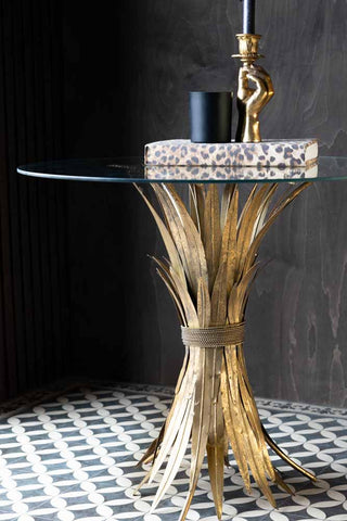 Lifestyle image of the Gold Wheatsheaf Side Table
