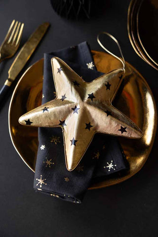 Detail image of the Gold & Black Star Christmas Decoration