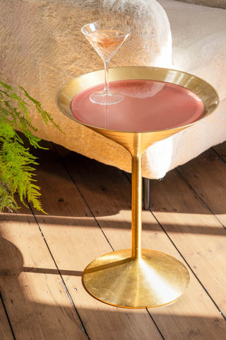 Lifestyle image of the Gold & Pink Cocktail Side Table