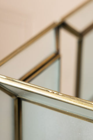 Corner detail of the Gold Geometric Glass Table Lamp