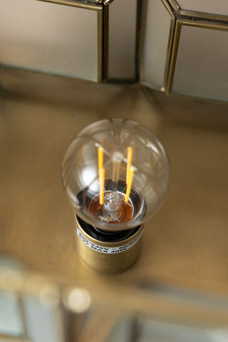 An image showing where you put the bulb in the Gold Geometric Glass Table Lamp