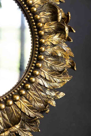 Image of the finish for the Golden Feather Round Wall Mirror