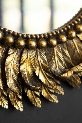 Detail image of the Golden Feather Round Wall Mirror