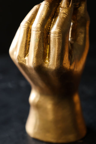 Detail image of the Gold Hand Candlestick Holder