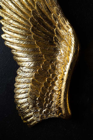 Close-up image of the Golden Angel Wings Wall Art