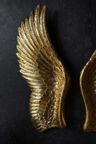Detail image of the Golden Angel Wings Wall Art