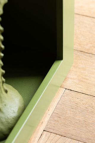 Image of the finish on the Cactus Green Alcove Wooden Side Table
