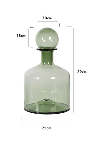 Dimension image of the Green Glass Apothecary Bottle