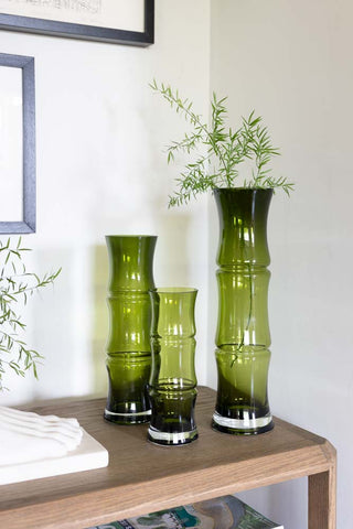 Image of the Green Glass Bamboo Vase - 3 Sizes Available