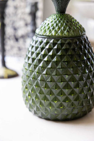 Detail image of the Green Glass Pineapple Jar