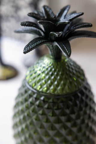 Image of the top of the Green Glass Pineapple Jar