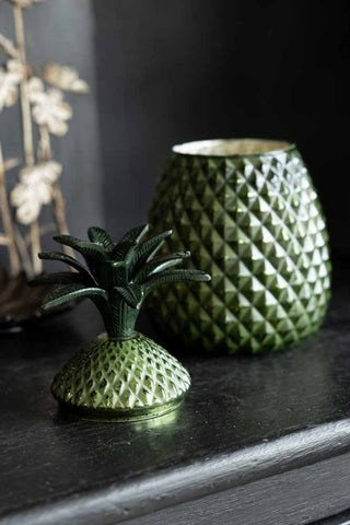 Image of the lid for the Green Glass Pineapple Jar